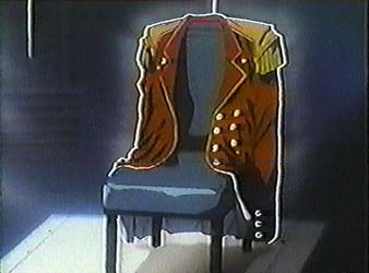 Zechs' coat, glowing on a chair