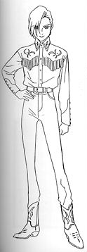 B/W sketch of Noin's cowboy outfit